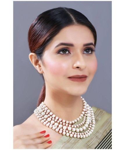 New Pearl Beads Necklace With White Moti Mala Strand 5 Line in Red Beads, Indian Jewellery, Trading Jewellery, Bridal Jewellery, Handmade | Save 33% - Rajasthan Living 3