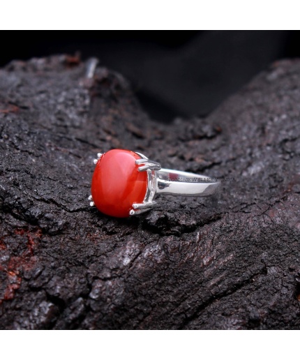 Red Coral Ring, Coral Ring, Statement Ring, Handmade Ring, Coral Jewelry, Personalized Gifts for Mom, Blackfriday Gift, Gemstone Coral Ring | Save 33% - Rajasthan Living