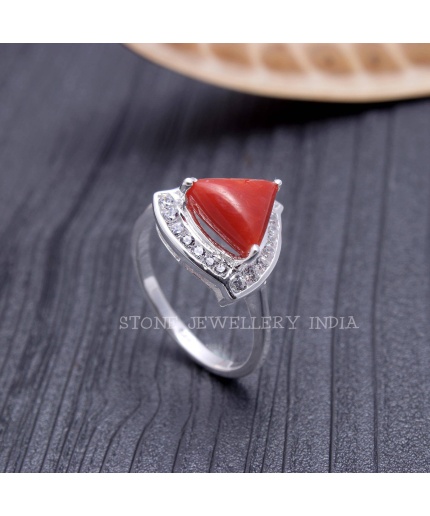 925 Sterling Silver Natural Red Coral Ring, Handmade Carved Silver, Valentine’s Day Gift for Man’s, Trilliant Shape Natural Coral,customised | Save 33% - Rajasthan Living