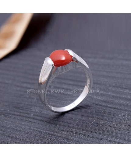 Natural Red Coral Gold Ring, 925 Sterling Silver Ring, Gemstone Ring, Round Shape Coral Gemstone Ring Engagement Ring for Her, Handmade Ring | Save 33% - Rajasthan Living 3