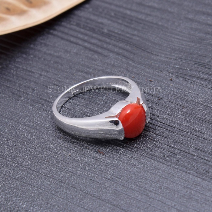 Natural Red Coral Gold Ring, 925 Sterling Silver Ring, Gemstone Ring, Round Shape Coral Gemstone Ring Engagement Ring for Her, Handmade Ring | Save 33% - Rajasthan Living 7