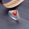 925 Sterling Silver Natural Red Coral Ring, Handmade Carved Silver, Valentine’s Day Gift for Man’s, Trilliant Shape Natural Coral,customised | Save 33% - Rajasthan Living 8