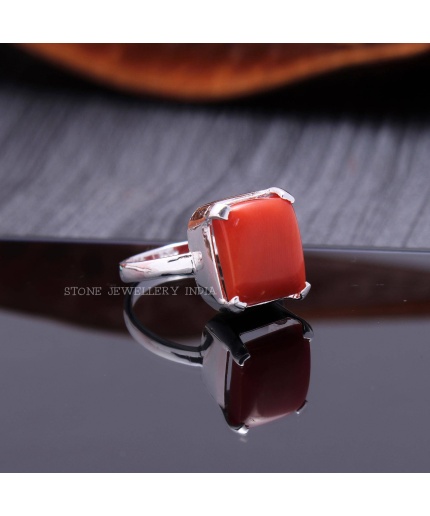 Natural Coral Ring-handmade Silver Ring-925 Sterling Silver Ring-oval Coral Ring-gift for Her-april Birthstone-promise Ring-designer Ring | Save 33% - Rajasthan Living