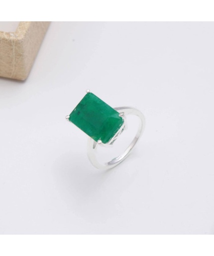 Emerald Cut Emerald Ring, Raw Emerald Engagement Ring, Emerald Ring, Real Vintage Emerald Cut Ring, Engagement Ring, Handmade Silver Ring | Save 33% - Rajasthan Living