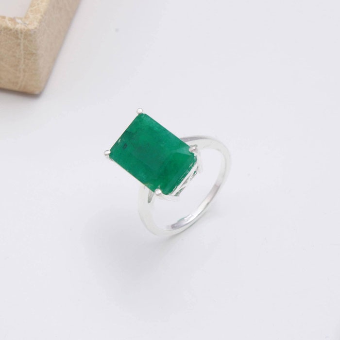 Emerald Cut Emerald Ring, Raw Emerald Engagement Ring, Emerald Ring, Real Vintage Emerald Cut Ring, Engagement Ring, Handmade Silver Ring | Save 33% - Rajasthan Living 5