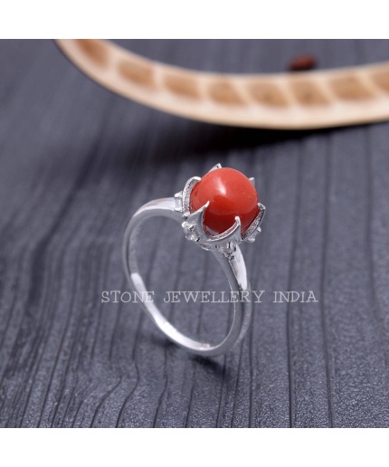 925 Sterling Silver Natural Red Coral Ring, Handmade Carved Silver, Valentine’s Day Gift for Man’s, Round Shape Natural Coral, Customised | Save 33% - Rajasthan Living