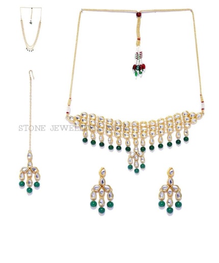 Beautiful Pearls Rani Haar Mala Long Necklace Earrings Teeka Tikka Headpiece Gift Combo Bollywood Jewelry Traditional Hyderabadi Jewellery | Save 33% - Rajasthan Living 3