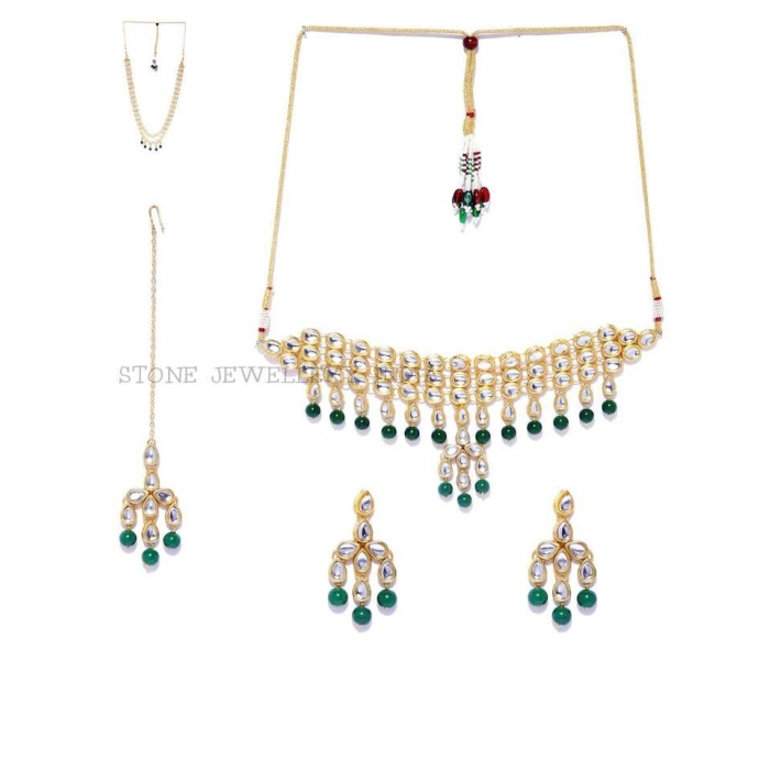 Beautiful Pearls Rani Haar Mala Long Necklace Earrings Teeka Tikka Headpiece Gift Combo Bollywood Jewelry Traditional Hyderabadi Jewellery | Save 33% - Rajasthan Living 6