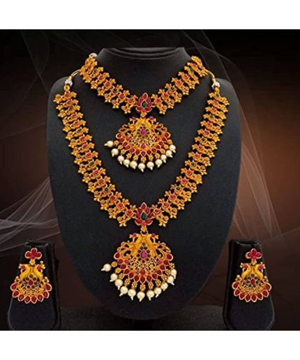 Beautiful Traditional Gold-plated Tample Jewellery Set /indian Women Jewellery Gold Plated Fashion Jewelry / Wedding Wear Bridal Set | Save 33% - Rajasthan Living 5