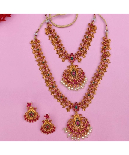 Beautiful Traditional Gold-plated Tample Jewellery Set /indian Women Jewellery Gold Plated Fashion Jewelry / Wedding Wear Bridal Set | Save 33% - Rajasthan Living 7