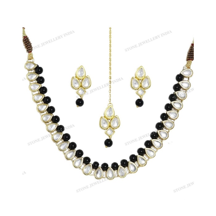 New Indian Kundan Jewellery With Pear Shape Kundan and Classy Moti to Down Side With Matching Earring and Matching Tika for Girls and Women | Save 33% - Rajasthan Living 7