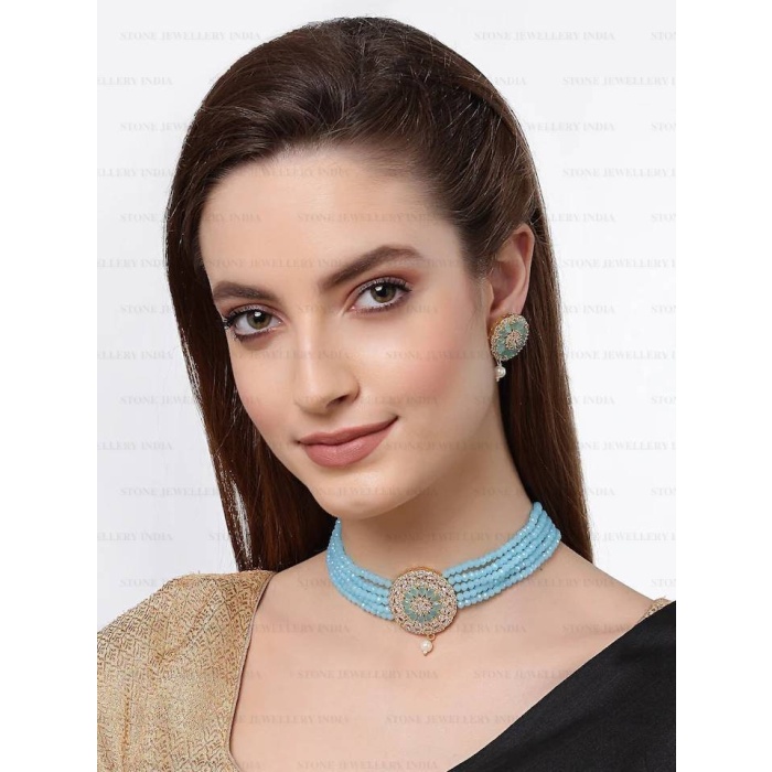 Indian Jewelry,kundan Choker Necklace,Wedding Jewelry,Indian Choker,Indian Kundan Necklace Set,American Diamond cz Choker With Earrings | Save 33% - Rajasthan Living 6