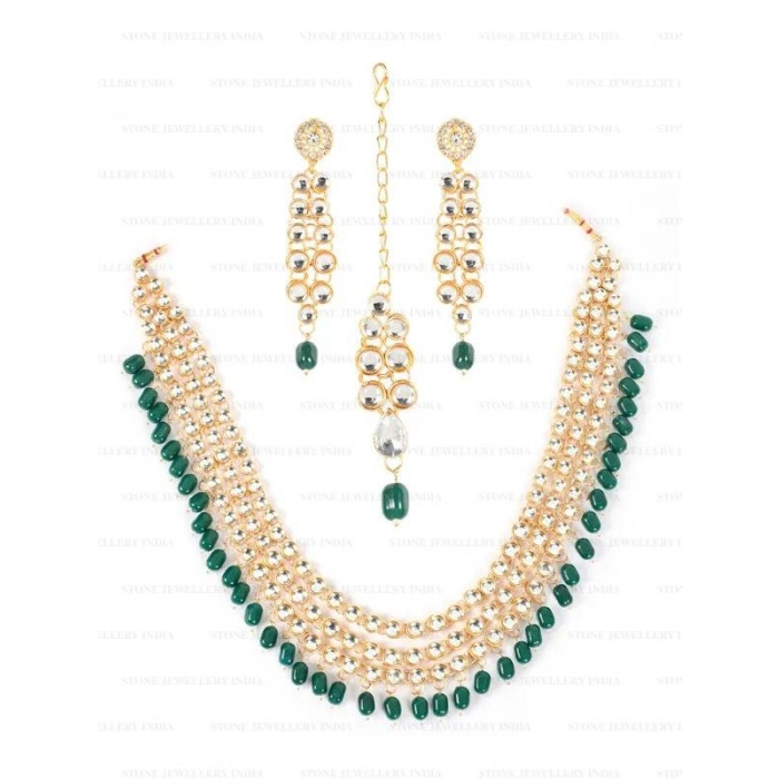 Kundan Meena Set, Green Kundan Bridal Set, Kundan Bridal Necklace Set, Customizable Kundan Bridal Sets, Royal Kundan Sets, Dulhan Set, New | Save 33% - Rajasthan Living 6