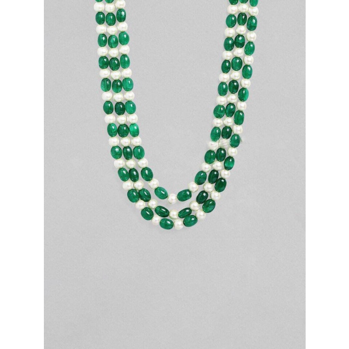 New There Line Green Emerald Touch Long Necklace, Indian Jewellery, Emerald Jewellery, Indian Necklace, Multi Stand Necklace, Wadding Wear | Save 33% - Rajasthan Living 6