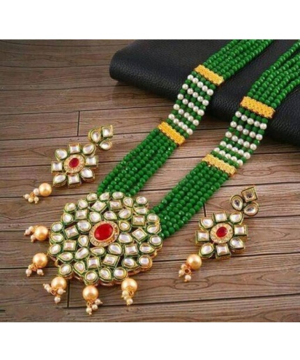 New Fashion Long Polki Necklace – Pearl Necklace – Kundan Necklace Set W/earrings – Indian Wedding Bridal Jewelry Kundan Meena | Save 33% - Rajasthan Living