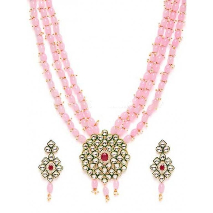 New Fashion Long Polki Necklace – Pearl Necklace – Kundan Necklace Set W/earrings – Indian Wedding Bridal Jewelry Kundan Meena, Diwali Sale | Save 33% - Rajasthan Living 7