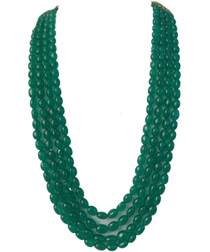 New Four Line Green Emerald Touch Long Necklace, Indian Jewellery, Emerald Jewellery, Indian Necklace, Multi Stand Necklace, New Year Sale | Save 33% - Rajasthan Living