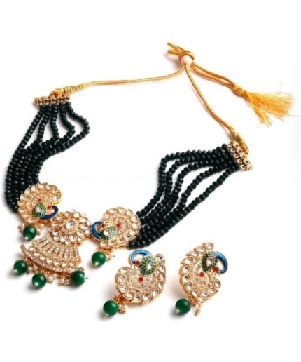 Peacock Design Stone Choker Necklace, Indian Choker Necklace Set for Women, Beads Necklaces for Bridesmaids Choker, Kundan Wedding Jewellery | Save 33% - Rajasthan Living