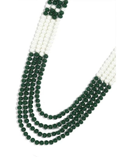 New Four Line Green Emerald Touch Long Necklace, Indian Jewellery, Emerald Jewellery, Indian Necklace, Multi Stand Necklace, Wadding Wear | Save 33% - Rajasthan Living 3