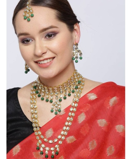 Beautiful Pearls Rani Haar Mala Long Necklace Earrings Teeka Tikka Headpiece Gift Combo Bollywood Jewelry Traditional Hyderabadi Jewellery | Save 33% - Rajasthan Living