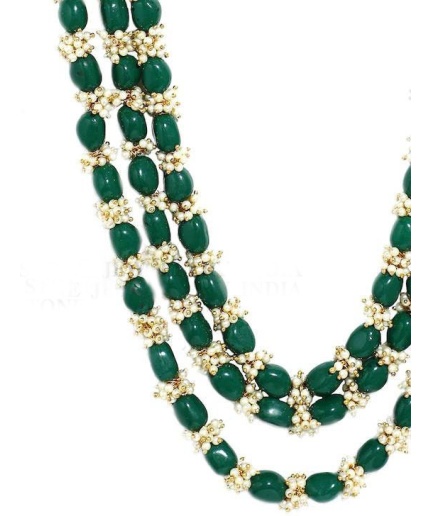 New There Line Green Emerald Touch Long Necklace, Indian Jewellery, Emerald Jewellery, Indian Necklace, Multi Stand Necklace, Wadding Wear | Save 33% - Rajasthan Living 3