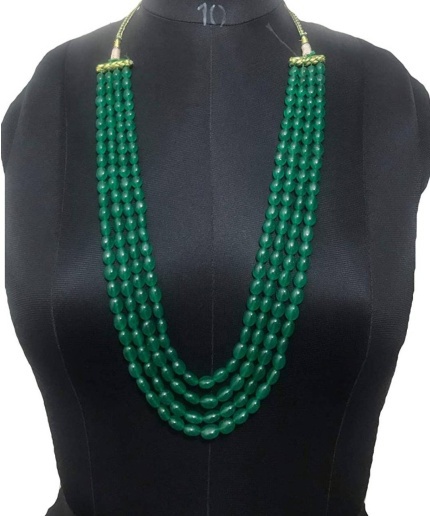 New Four Line Green Emerald Touch Long Necklace, Indian Jewellery, Emerald Jewellery, Indian Necklace, Multi Stand Necklace, New Year Sale | Save 33% - Rajasthan Living 12