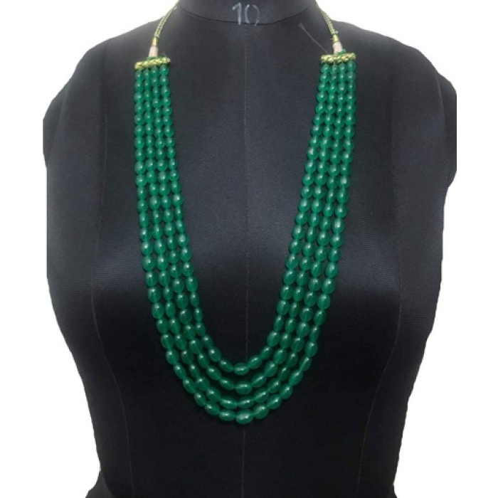 New Four Line Green Emerald Touch Long Necklace, Indian Jewellery, Emerald Jewellery, Indian Necklace, Multi Stand Necklace, New Year Sale | Save 33% - Rajasthan Living 8