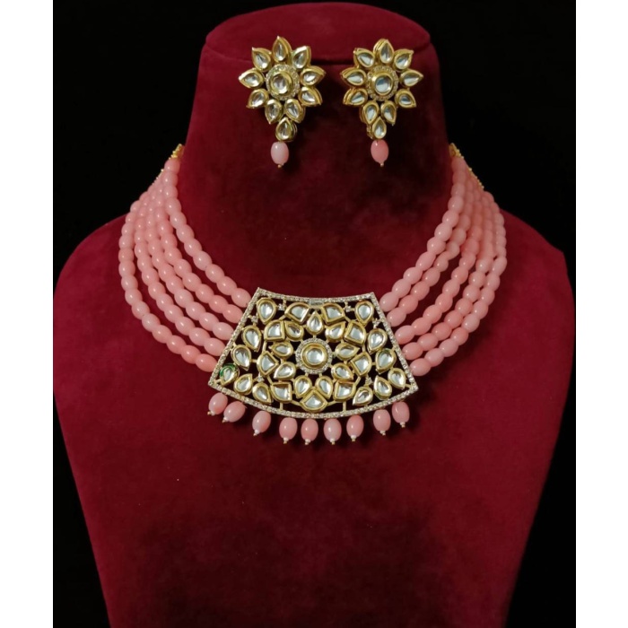 Elegant Kundan Choker Set/pastel Kundan Choker/designer Kundan Choker Set/pastel Color Kundan Set/simple Kundan Set/flower Kundan Set/ Pink | Save 33% - Rajasthan Living 8