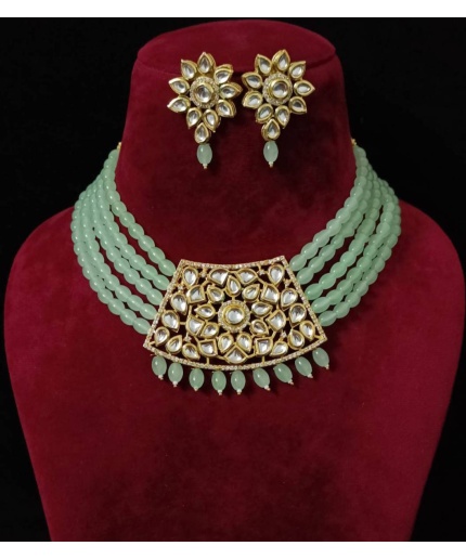 Elegant Kundan Choker Set/pastel Kundan Choker/designer Kundan Choker Set/pastel Color Kundan Set/simple Kundan Set/flower Kundan Set/ Pink | Save 33% - Rajasthan Living 3