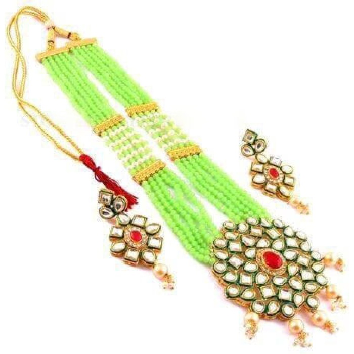 New Fashion Long Polki Necklace – Pearl Necklace – Kundan Necklace Set W/earrings – Indian Wedding Bridal Jewelry Kundan Meena | Save 33% - Rajasthan Living 6