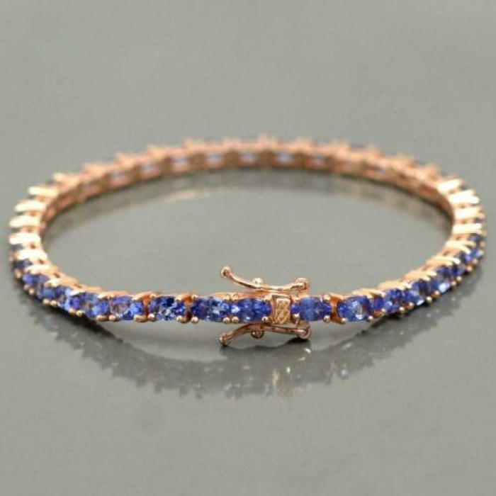 14K Rose Gold filled Bracelet, Natural Tanzanite Bracelet, Tennis Bracelet | Save 33% - Rajasthan Living 9