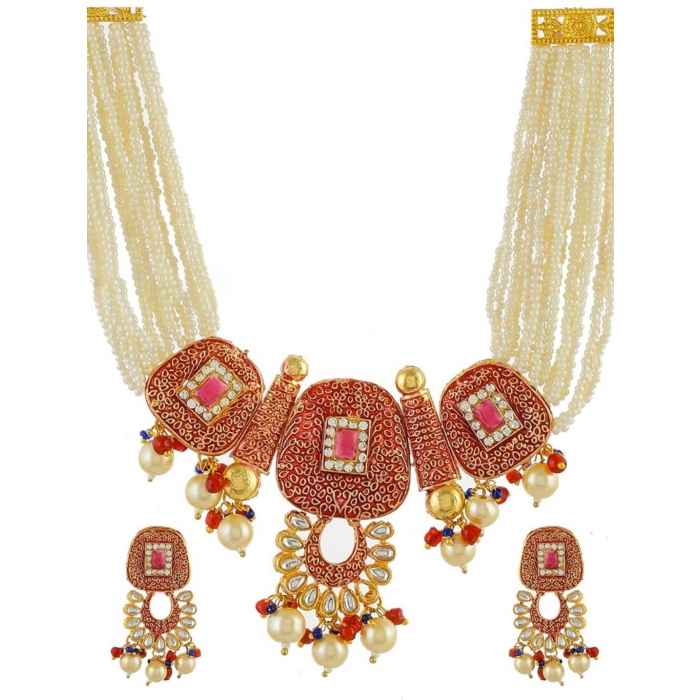 New Fashion Choker Polki Necklace – Pearl Necklace – Kundan Necklace Set W/earrings – Indian Wedding Bridal Jewelry Kundan Meena Diwali Sale | Save 33% - Rajasthan Living 6