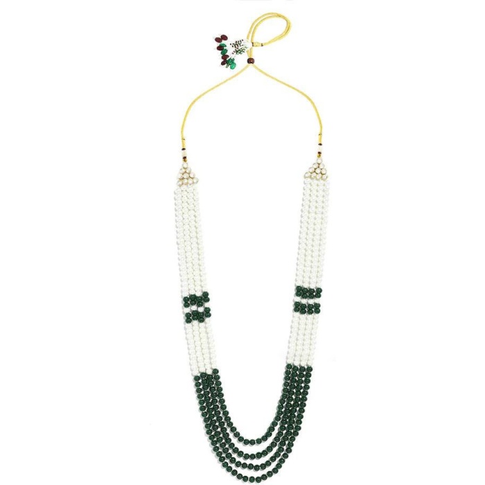 New Four Line Green Emerald Touch Long Necklace, Indian Jewellery, Emerald Jewellery, Indian Necklace, Multi Stand Necklace, Wadding Wear | Save 33% - Rajasthan Living 7