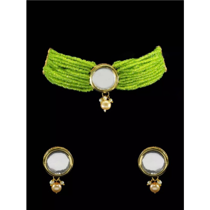 Round Kundan Handmade Bollywood Gold Jewelry, Indian Wedding Necklace, Bridal Choker, Kundan Necklace  Choker, Green Choker | Save 33% - Rajasthan Living 5