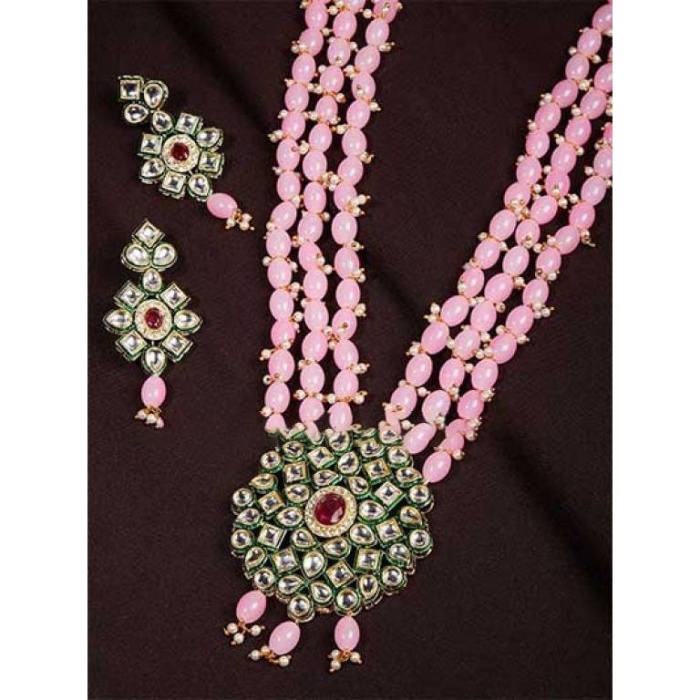 New Fashion Long Polki Necklace – Pearl Necklace – Kundan Necklace Set W/earrings – Indian Wedding Bridal Jewelry Kundan Meena, Diwali Sale | Save 33% - Rajasthan Living 5