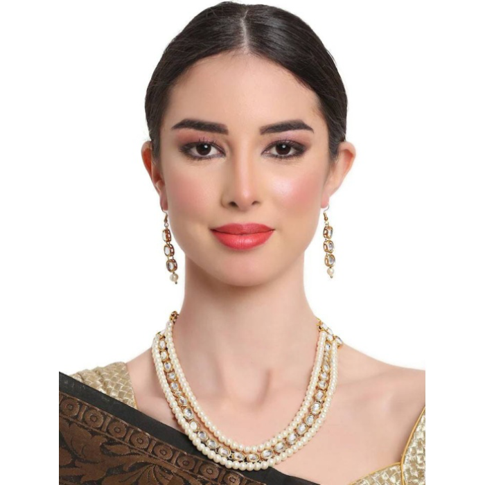 Royal Stunning Kundan Long Necklace Earrings Pearls White Designer Indian Jewelry Handmade Unique on Sale Bridal Wedding Fashion Pakistani | Save 33% - Rajasthan Living 6