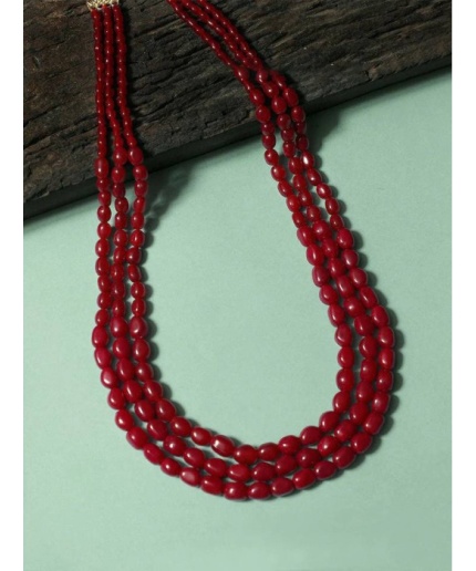 New Four Line Red Long Necklace, Indian Jewellery, Ruby Jewellery, Indian Necklace, Multi Stand Necklace, Long Necklace for Girls and Women | Save 33% - Rajasthan Living