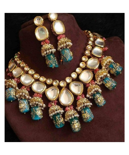 Heavy Meenakari Jadau Kundan Handmade Kundan Bridal Choker Set, Tanjore Semiprecious Stone Kundan Necklace, Customizable Indian Jewelry Set | Save 33% - Rajasthan Living