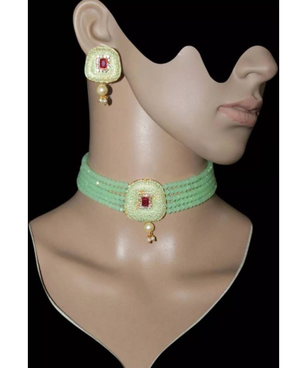 Kundan Choker, Mint Green Choker, Meenakari Choker, Indian Wedding Jewelry, Sabyasachi Necklace, Pakistani Jewelry, Ruby Choker and Earring | Save 33% - Rajasthan Living 3