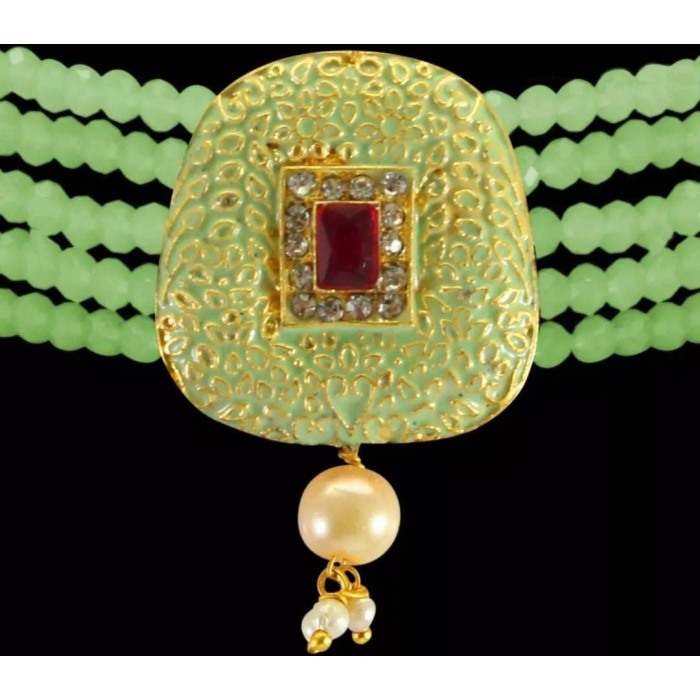 Kundan Choker, Mint Green Choker, Meenakari Choker, Indian Wedding Jewelry, Sabyasachi Necklace, Pakistani Jewelry, Ruby Choker and Earring | Save 33% - Rajasthan Living 7