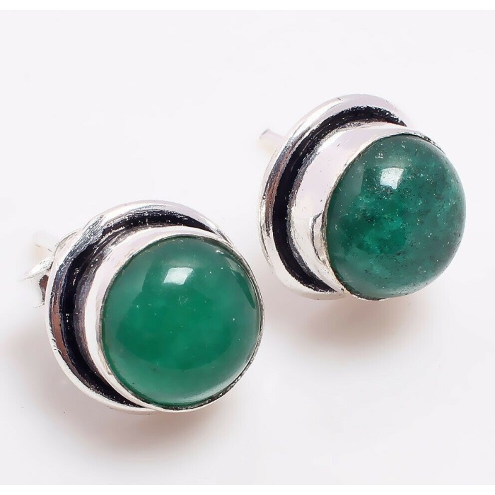 Green Onyx stud Earring 925 Sterling Silver Plated Earring Jewelry E-09-107 | Save 33% - Rajasthan Living 5