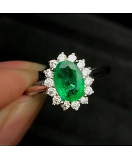 Natural Emerald & Cubic Zirconia Woman Ring, 925 Sterling Silver, Emerald Ring, Statement Ring, Engagement and Wedding Ring | Save 33% - Rajasthan Living