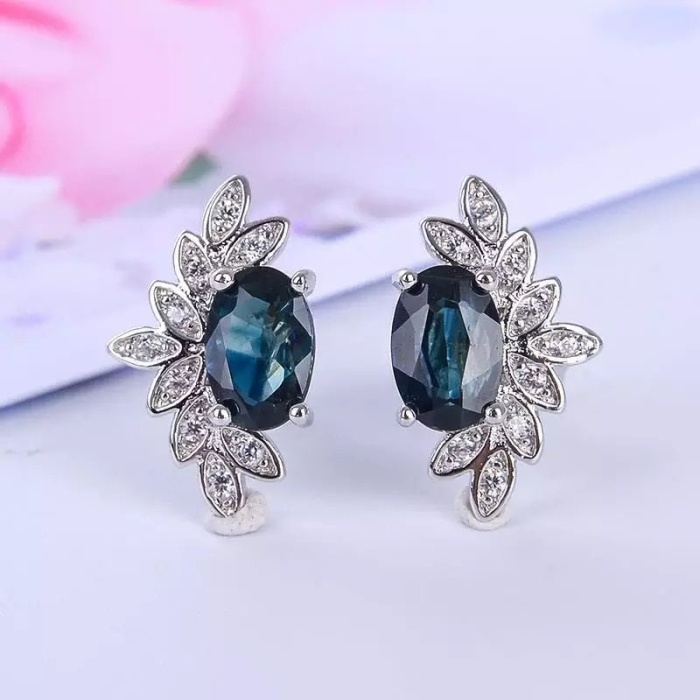 Natural Sapphire Studs Earrings, 925 Sterling Silver, Sapphire Earrings, Sapphire Silver Earrings, Luxury Earrings, Oval Cut Stone Earrings | Save 33% - Rajasthan Living 7