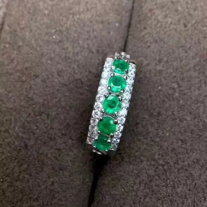 Natural Emerald & Cubic Zirconia Woman Ring, 925 Sterling Silver, Emerald Ring, Statement Ring, Engagement and Wedding Ring | Save 33% - Rajasthan Living 7