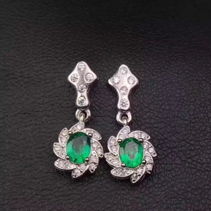 Natural Emerald Drop Earrings, 925 Sterling Silver, Emerald Drop Earrings, Emerald Silver Earrings, Luxury Earrings, Oval Cut Stone Earrings | Save 33% - Rajasthan Living 5