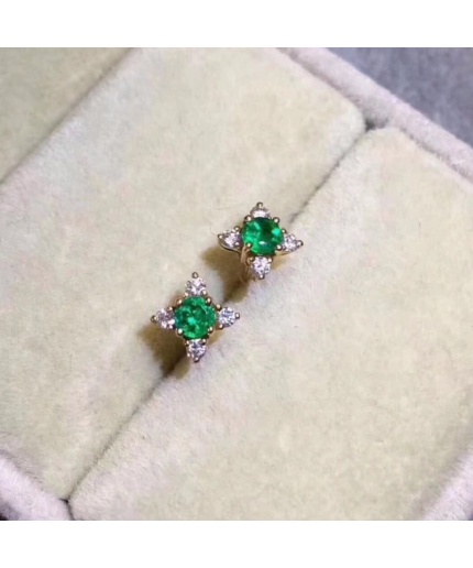 Natural Emerald Stud Earrings, 925 Sterling Silver, Emerald Earrings, Emerald Silver Earrings, Luxury Earrings, Round Cut Stone Earrings | Save 33% - Rajasthan Living 7