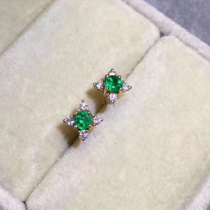 Natural Emerald Stud Earrings, 925 Sterling Silver, Emerald Earrings, Emerald Silver Earrings, Luxury Earrings, Round Cut Stone Earrings | Save 33% - Rajasthan Living 7