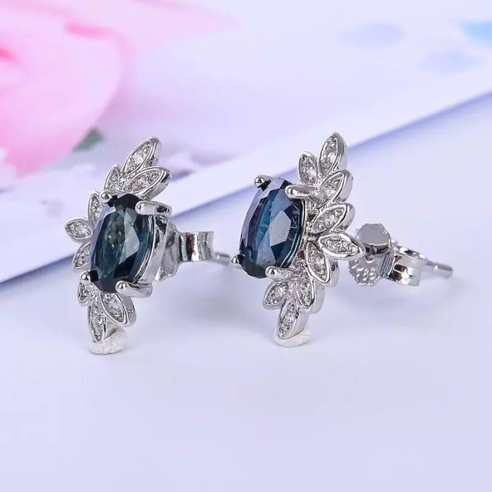 Natural Sapphire Studs Earrings, 925 Sterling Silver, Sapphire Earrings, Sapphire Silver Earrings, Luxury Earrings, Oval Cut Stone Earrings | Save 33% - Rajasthan Living 6