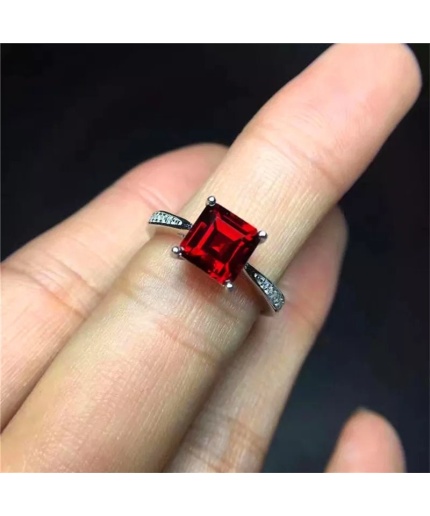 Natural Garnet Ring, 925 Sterling Sliver, Garnet Engagement Ring, Garnet Wedding Ring, luxury Ring, Ring/Band, Garnet Princess cut Ring | Save 33% - Rajasthan Living 3