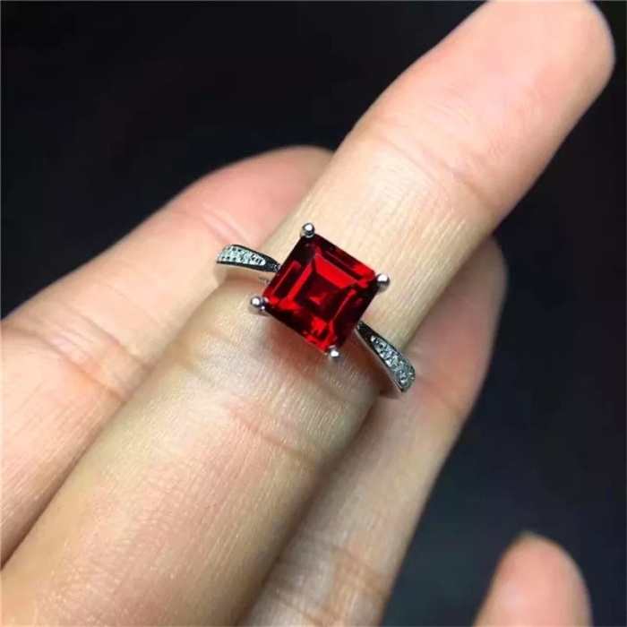 Natural Garnet Ring, 925 Sterling Sliver, Garnet Engagement Ring, Garnet Wedding Ring, luxury Ring, Ring/Band, Garnet Princess cut Ring | Save 33% - Rajasthan Living 6